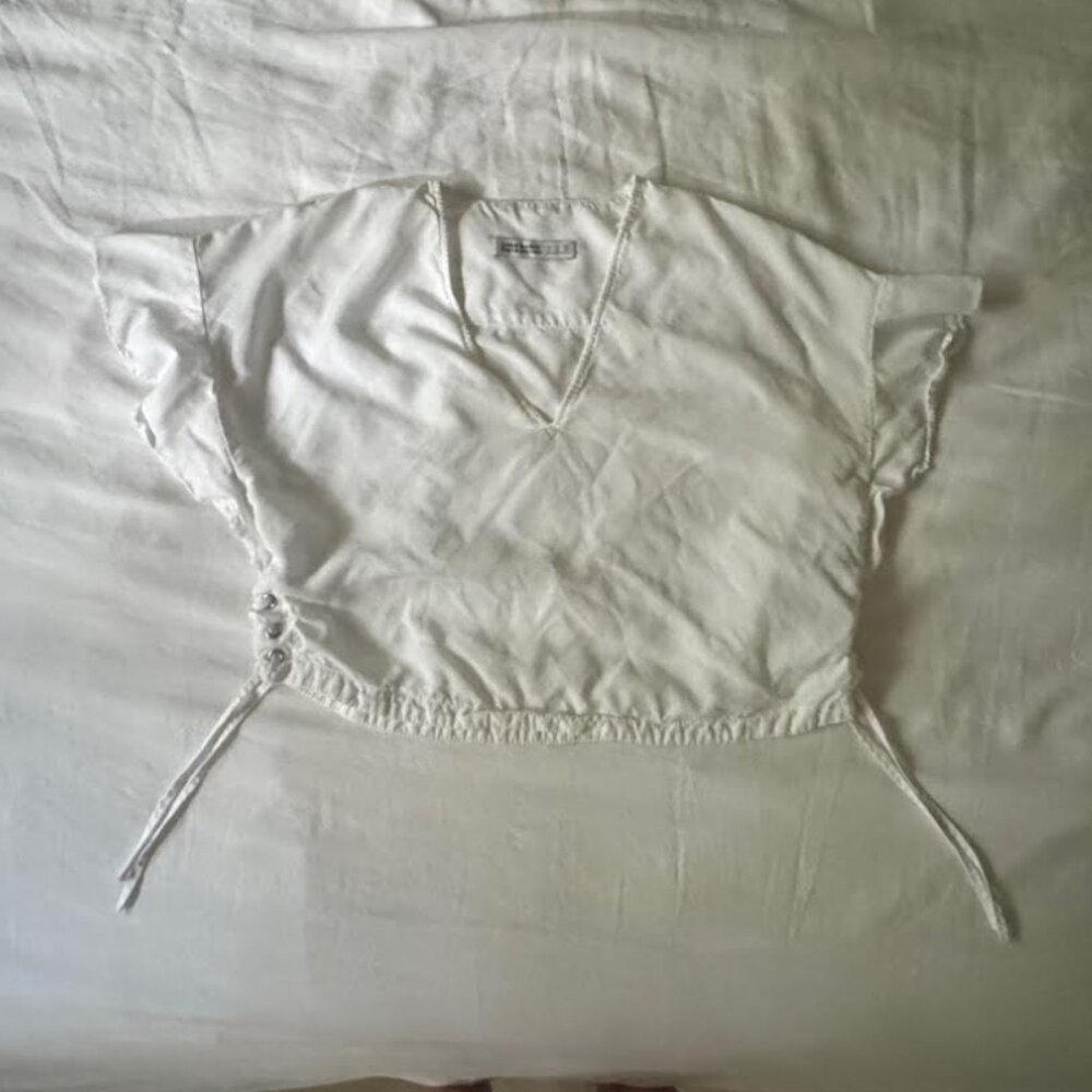 White Zara Denim Cop Top